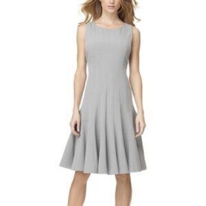 Calvin Klein A-Line Dress Womens Petite Grey Linen Stylish Preppy Back Zip 10